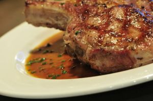 Maine Farm Heritage Pork Chop, House Made Chorizo, Roasted Jumbo Oyster Mushrooms, at Fore Street.